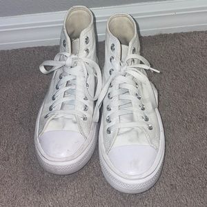 White high top platform converse. Barely worn. Size Women’s 6